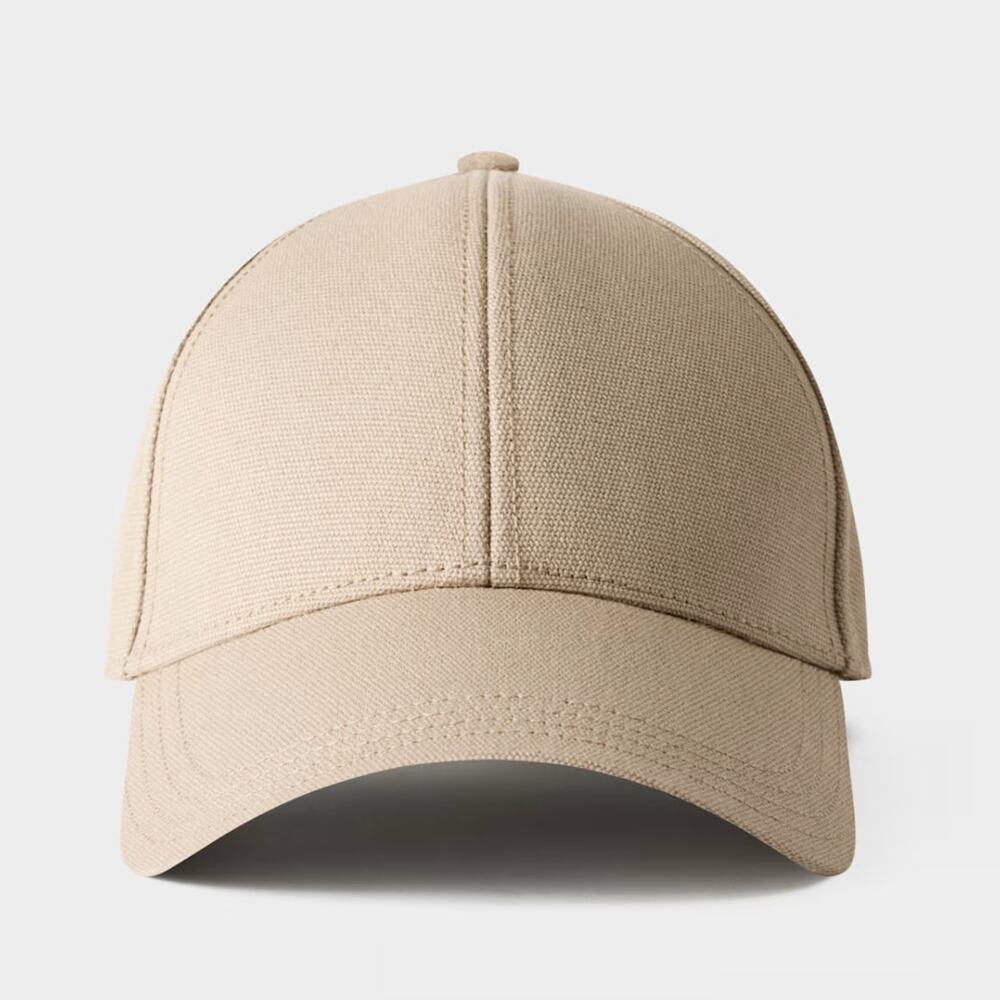 Aritzia Wilfred Crest Baseball Hat Cap Cotton Canvas Marcona Beige One Size